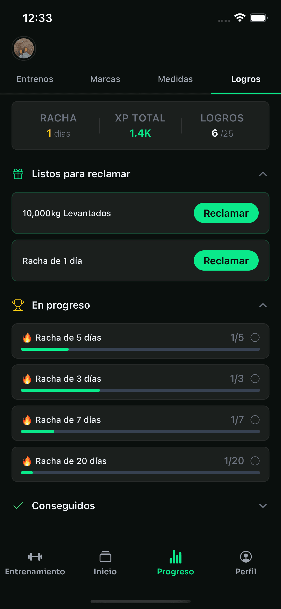 Logros y medallas en Fierro